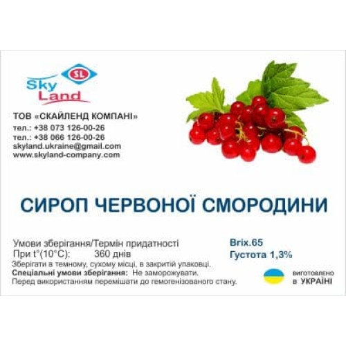 Сироп смородиновый красная смородина 62-65 Вriх, густота 1.3% 1кг Сироп смородиновый красная смородина 62-65 Вriх, густота 1.3% 1кг